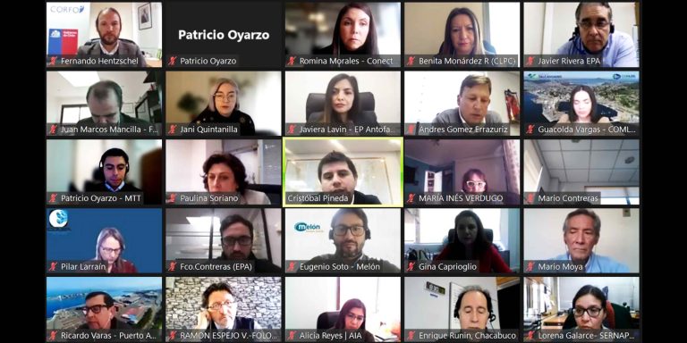 Captura de pantalla de la videollamada donde las comunidades logísticas chilenas compartieron experiencias exitosas